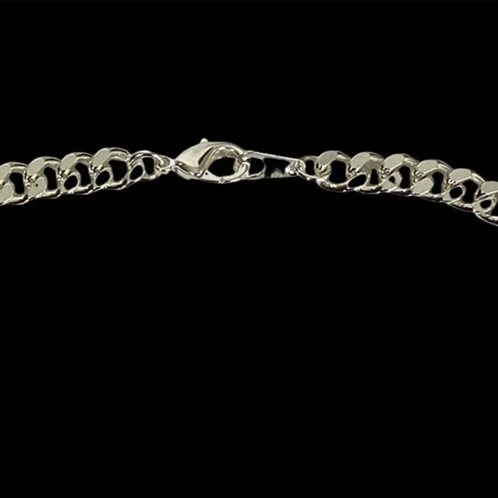 Curb Chain Necklace Sterling Silver Overlay 5mm x 18 inches